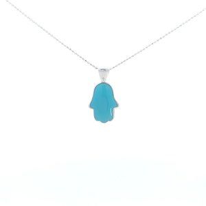 18K Turquoise Hamsa Hand Pendant Necklace